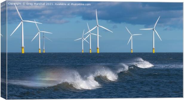 Wind Turbines off Redcar  Canvas Print by Greg Marshall