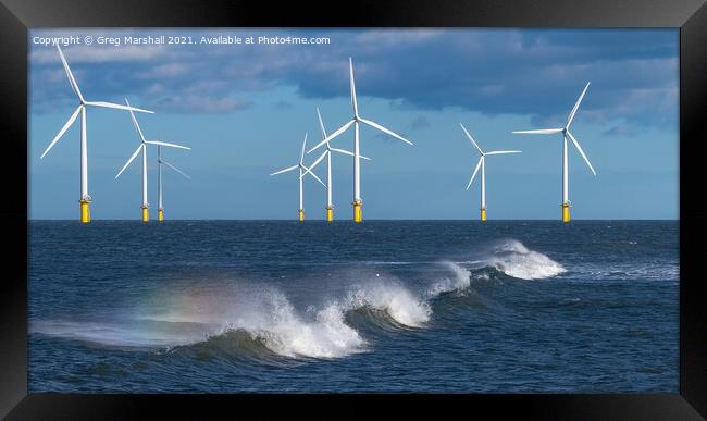 Wind Turbines off Redcar  Framed Print by Greg Marshall