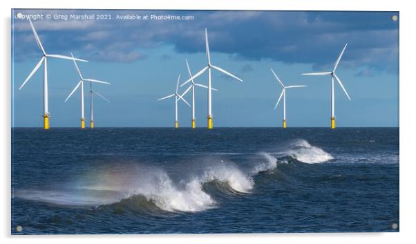 Wind Turbines off Redcar  Acrylic by Greg Marshall