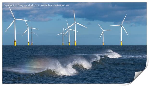 Wind Turbines off Redcar  Print by Greg Marshall