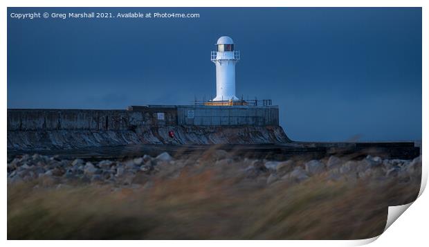 South Gare Lighthouse River Tees Redcar  Print by Greg Marshall