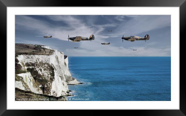 Returning Home Over The White Cliffs Of Dover (Digital Art) Framed Mounted Print by Kevin Maughan