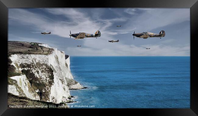 Returning Home Over The White Cliffs Of Dover (Digital Art) Framed Print by Kevin Maughan