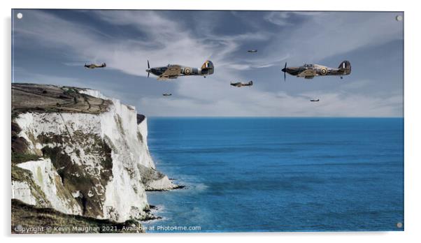 Returning Home Over The White Cliffs Of Dover (Digital Art) Acrylic by Kevin Maughan