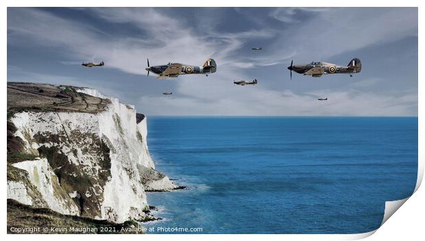 Returning Home Over The White Cliffs Of Dover (Digital Art) Print by Kevin Maughan
