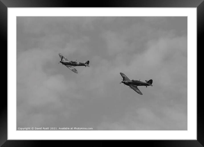 Spitfire And Hurricane Flight  Framed Mounted Print by David Pyatt