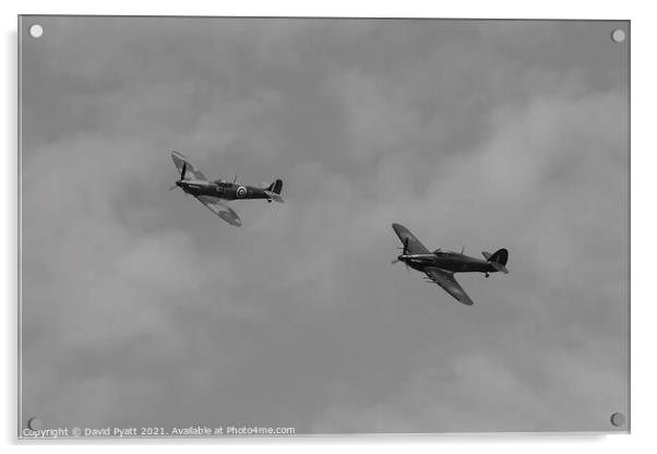Spitfire And Hurricane Flight  Acrylic by David Pyatt