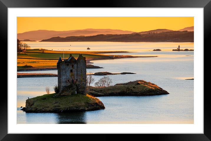 Castle Stalker Winter sunset, Scotland Framed Mounted Print by John Finney