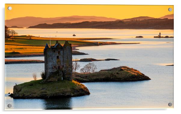 Castle Stalker Winter sunset, Scotland Acrylic by John Finney