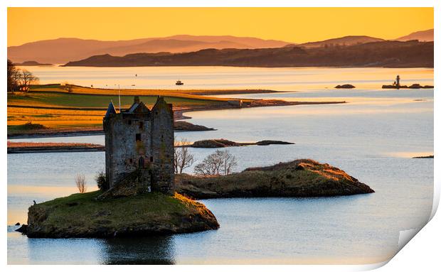 Castle Stalker Winter sunset, Scotland Print by John Finney
