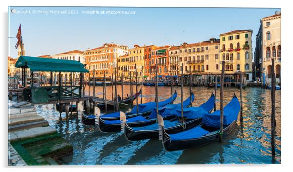 Gondolas on the Grand Canal Venice Italy Acrylic by Greg Marshall