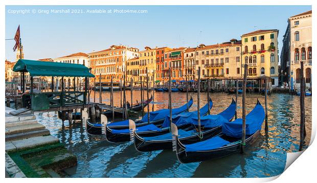 Gondolas on the Grand Canal Venice Italy Print by Greg Marshall