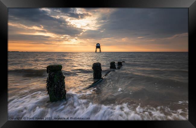 Dovercourt Lighthouse at Sunrise Framed Print by David Powley