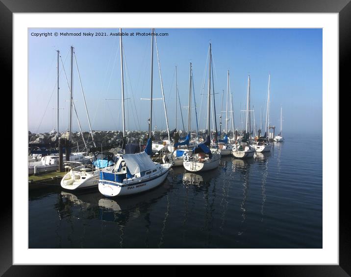 Boats at White Rock Promenade Framed Mounted Print by Mehmood Neky