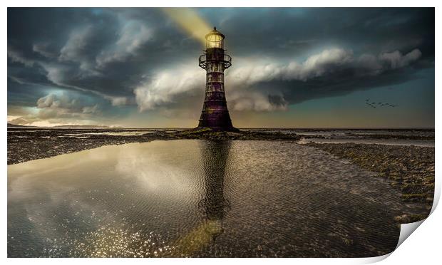 Whiteford lighthouse Gower Print by Leighton Collins