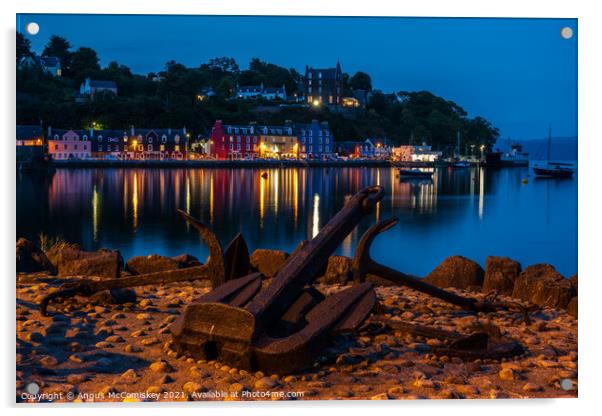 Anchor on quayside at Tobermory by night Acrylic by Angus McComiskey