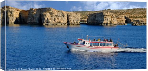 Comino Malta Panoramic  Canvas Print by Diana Mower