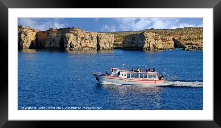 Comino Malta Panoramic  Framed Mounted Print by Diana Mower