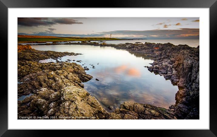 Scurdi Ness Lighthouse at Sunrise from Usan  Framed Mounted Print by Joe Dailly