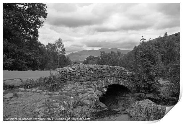 Monochrome Ashness Bridge, Lake District Print by Graham Lathbury