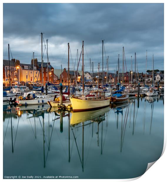 Arbroath Marina at Dusk Print by Joe Dailly