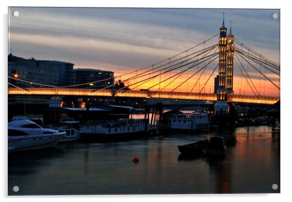 Albert Bridge River Thames London England Acrylic by Andy Evans Photos