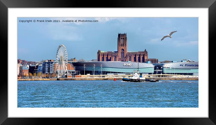 Looking across the Mersey to Liverpool's Anglican Cathedral Framed Mounted Print by Frank Irwin