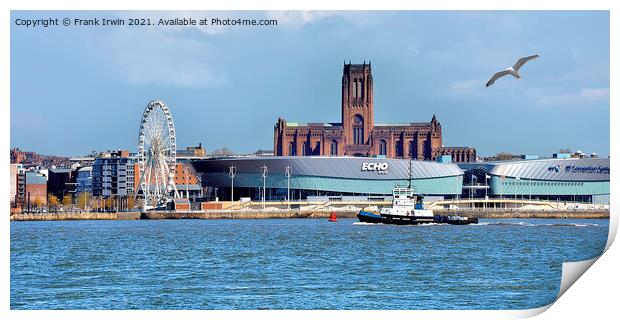 Looking across the Mersey to Liverpool's Anglican Cathedral Print by Frank Irwin