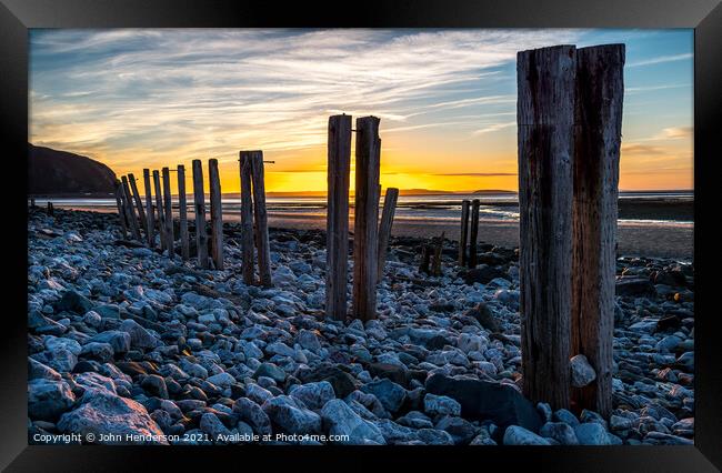 Conwy Morfa Beach sunset Framed Print by John Henderson