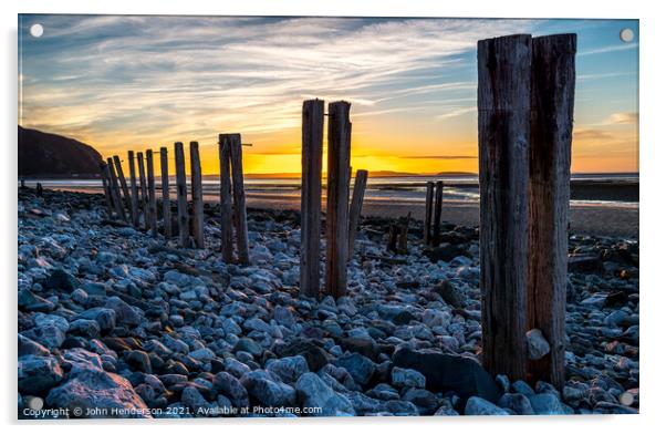 Conwy Morfa Beach sunset Acrylic by John Henderson