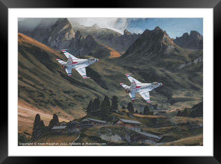 USAF Low Level Valley Flying (Sketch Digital Image) Framed Mounted Print by Kevin Maughan