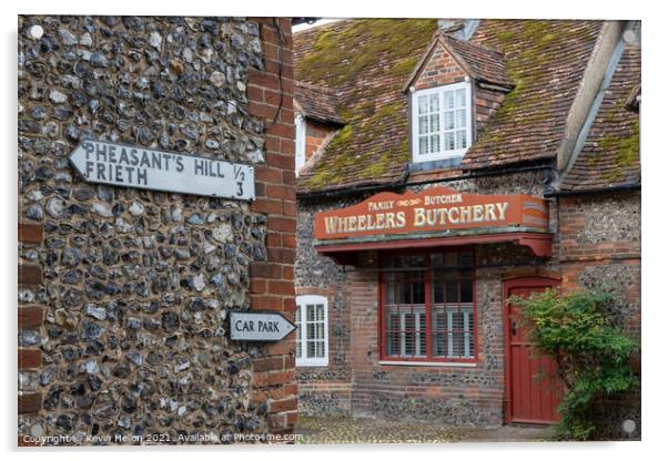 Wheelers Butchery. Hambleden, Acrylic by Kevin Hellon