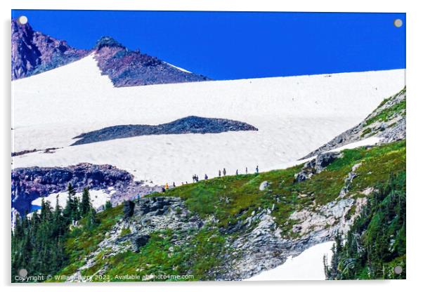First Day Climbing Camp Muir Mount Rainier National Park Washing Acrylic by William Perry
