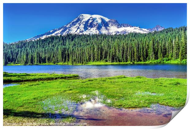 Reflection Lake Paradise Mount Rainier National Park Washington Print by William Perry