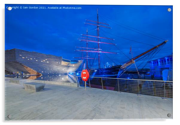 RRS Discovery and the V And A Design Museum Dundee Scotland Acrylic by Iain Gordon