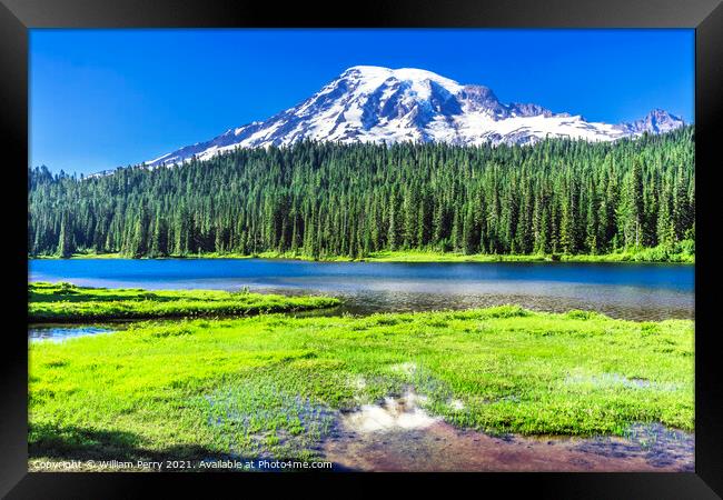 Reflection Lake Paradise Mount Rainier National Park Washington Framed Print by William Perry