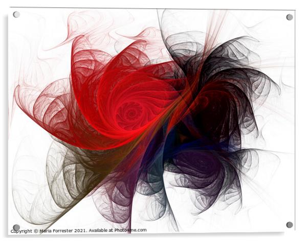 Red Spiral Fusion Fractal Art Acrylic by Maria Forrester