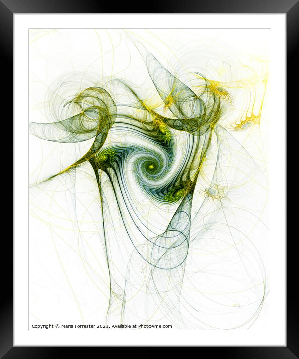 Elven Gold Abstract Fractal Art Framed Mounted Print by Maria Forrester