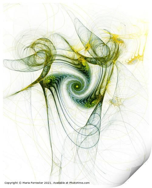 Elven Gold Abstract Fractal Art Print by Maria Forrester