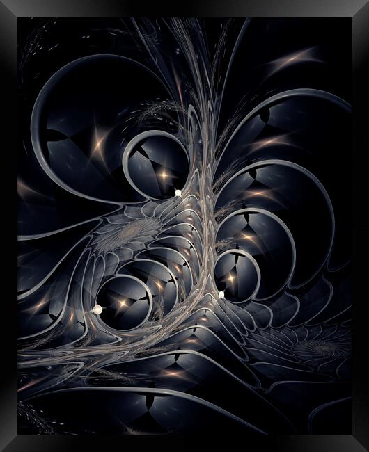 Silver Optics Fractal Abstract Art Framed Print by Maria Forrester