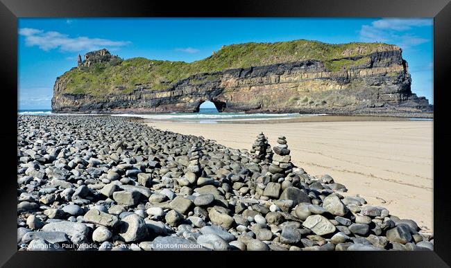 Hole in the Wall and stone stack  Framed Print by Paul Naude