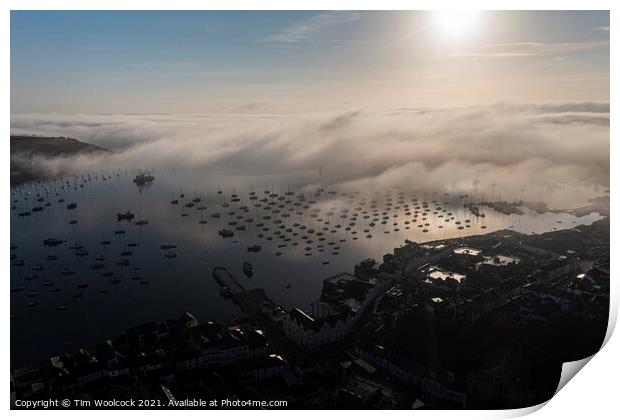 Falmouth Harbour in the mist Print by Tim Woolcock