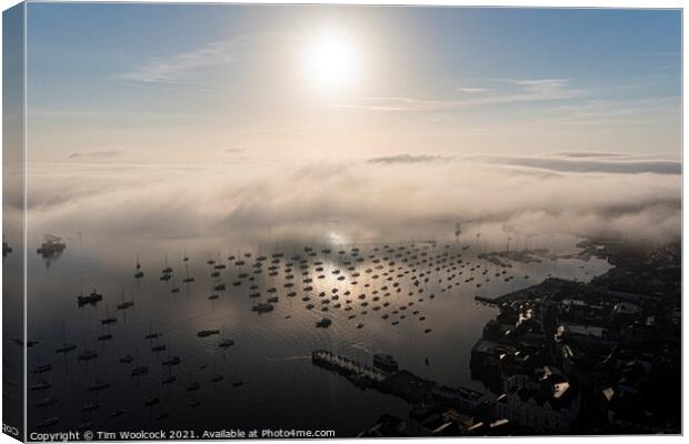 Falmouth Harbour in the mist Canvas Print by Tim Woolcock