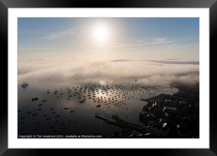 Falmouth Harbour in the mist Framed Mounted Print by Tim Woolcock