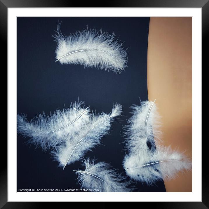 White feathers Framed Mounted Print by Larisa Siverina