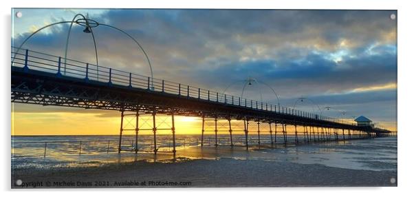 Southport Pier Sunset Acrylic by Michele Davis