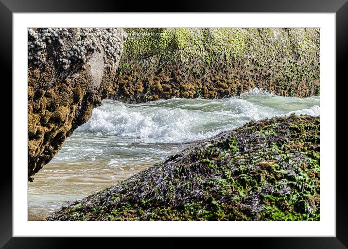 Rocky sea inlet at Someshwar, Mangalore, India Framed Mounted Print by Lucas D'Souza