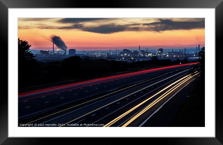 Sunset over steelworks Framed Mounted Print by paul reynolds