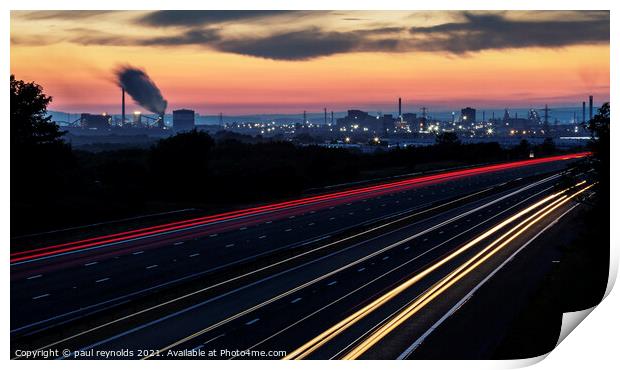 Sunset over steelworks Print by paul reynolds