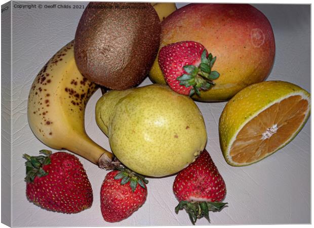 Food Platter. Colourful mixed fresh fruit. Canvas Print by Geoff Childs